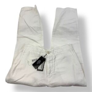 Eleventy White Linen Cotton Stretch Band Pants Women's Size US 4 EU 42 NWT